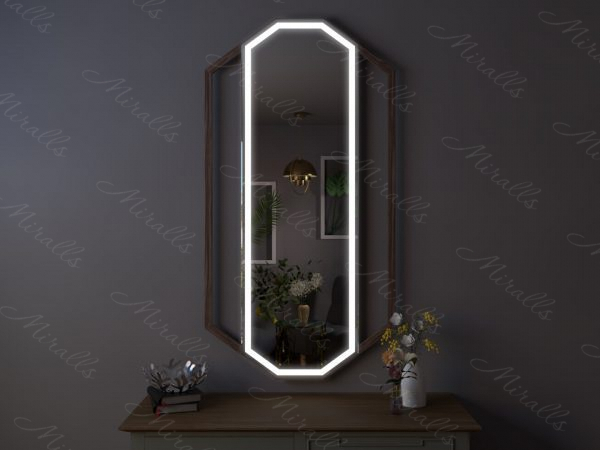 Зеркало с подсветкой в деревянной раме Empreror Plus